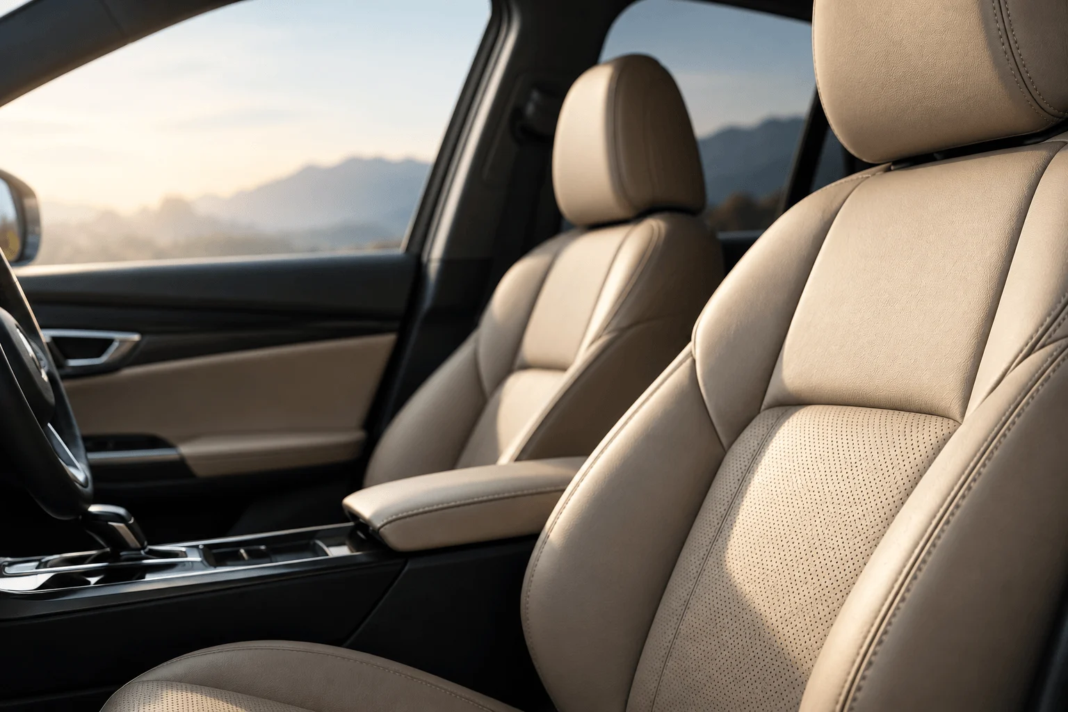 luxury beige leather car interior
